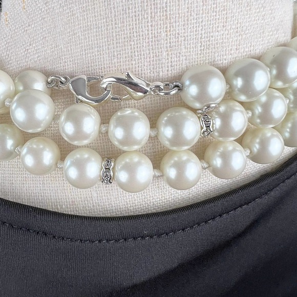 Faux Pearl Rhinestone Necklace 60" - Picture 6 of 6